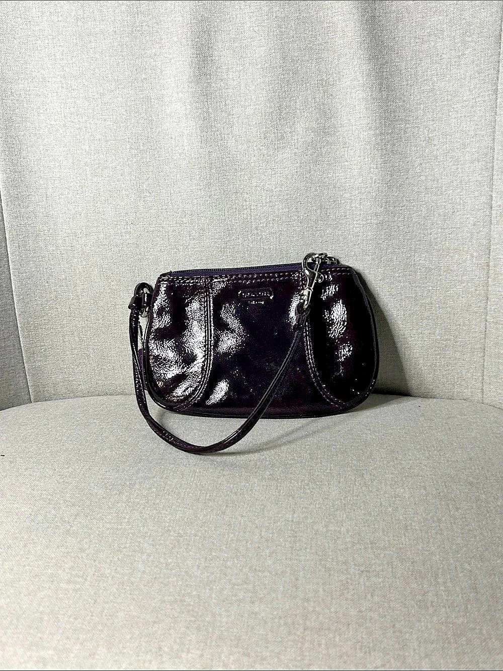 Vintage Coach Patent Wristlet Bag in Purple
